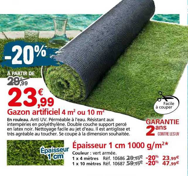 gazon artificiel 4 m² ou 10 m²