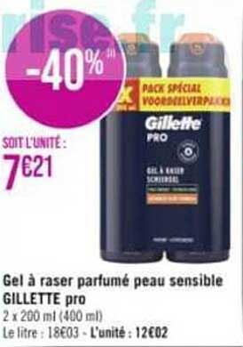 gel à raser parfumé peau sensible gillette pro