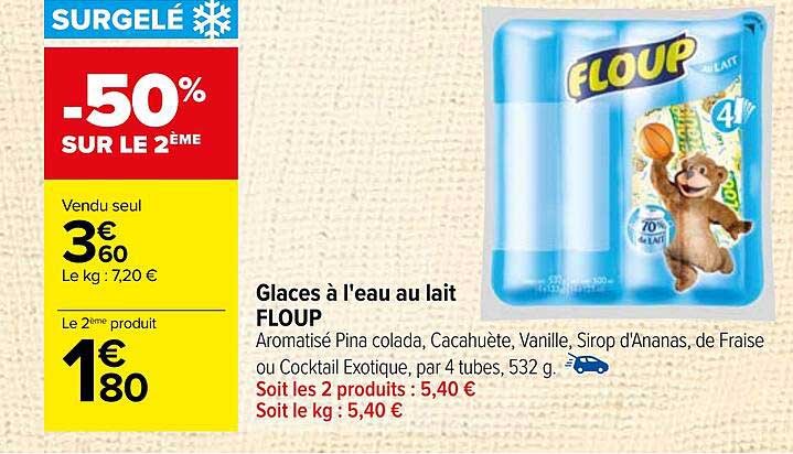 glaces à l'eau au lait floup