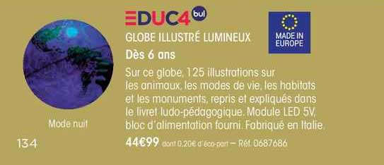 globe illustré lumineux educ4 bul