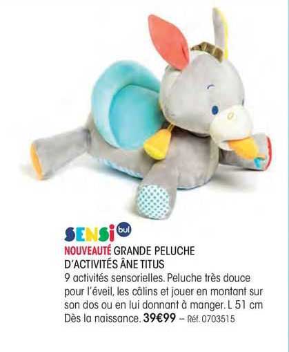 grande peluche d'activités âne titus sensi bul