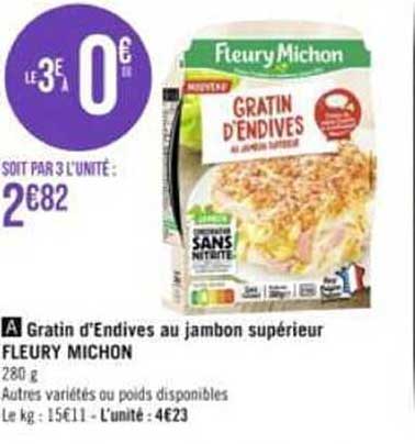 gratin d'endives au jambon supérieur fleury michon