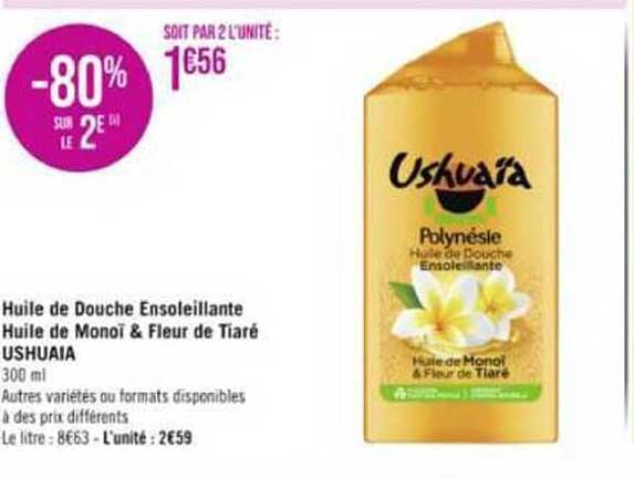 huile de douche ensoleillante huile de monoï & fleur de tiaré ushuaïa