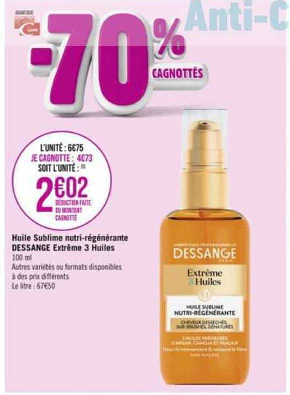 huile sublime nutri-régénérante dessange extrême 3 huiles