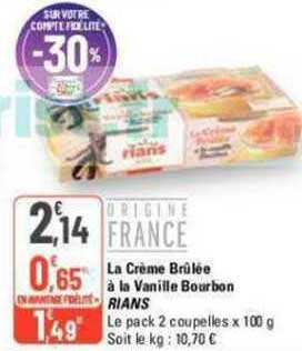 la crème brûlée à la vanille bourbon rians