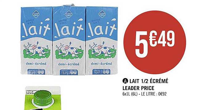 lait 1/2 écrémé leader price