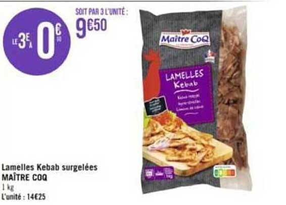 lamelles kebab surgelées maître coq