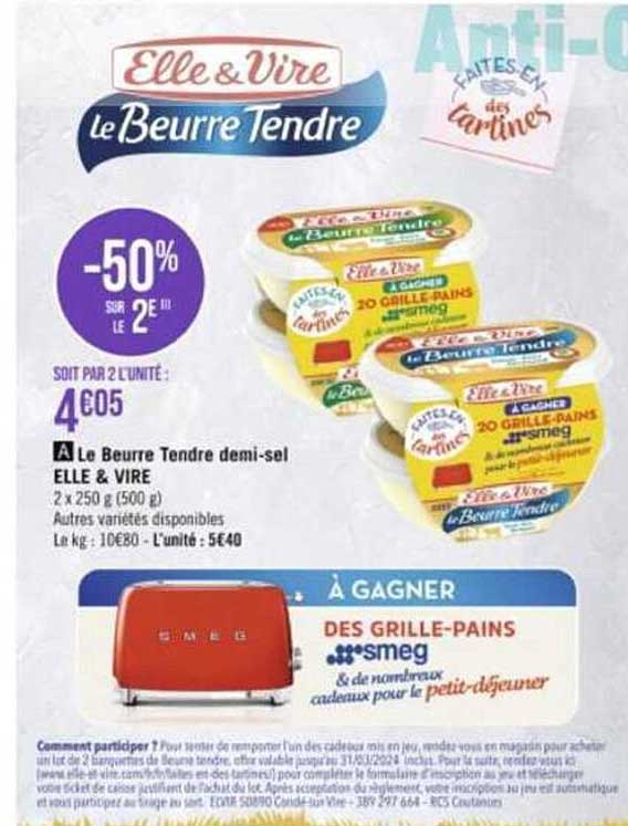 Le Beurre Tendre Demi-sel Elle & Vire