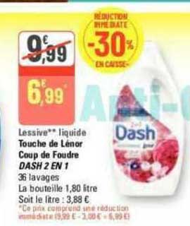 lessive liquide touche de lénor coup de foudre dash 2 en 1