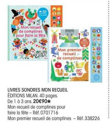 livres sonores mon recueil éditions mila