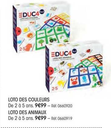 loto des couleurs educ4, loto des animaux educ4