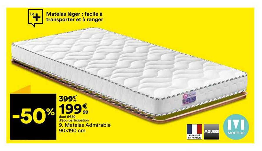 matelas admirable 90 x 190 cm merinos