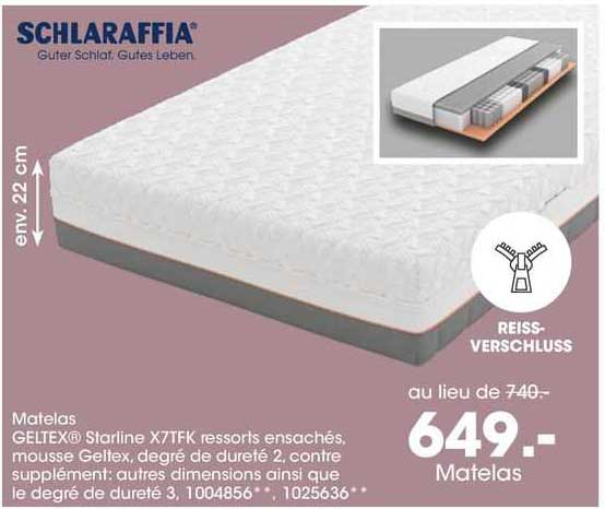 matelas geltex starline x7tfk ressorts ensachés schlaraffia