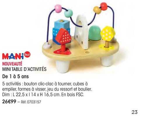 mini table d'activités mani bul