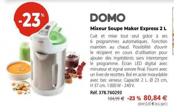 mixeur soupe maker express 2 l domo
