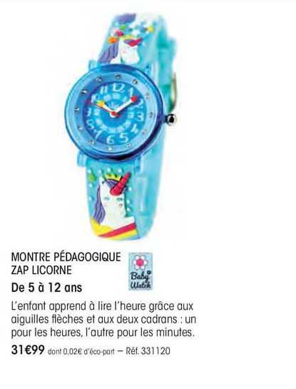 montre pedagogique zap licorne