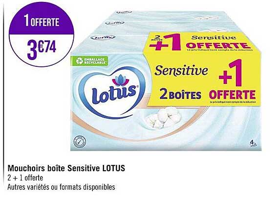 Mouchoirs Boîte Sensitive Lotus