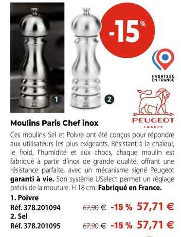 Moulins Paris Chef Inox Peugeot