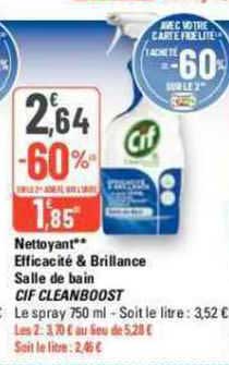 nettoyant efficacité & brillance salle de bain cif cleanboost