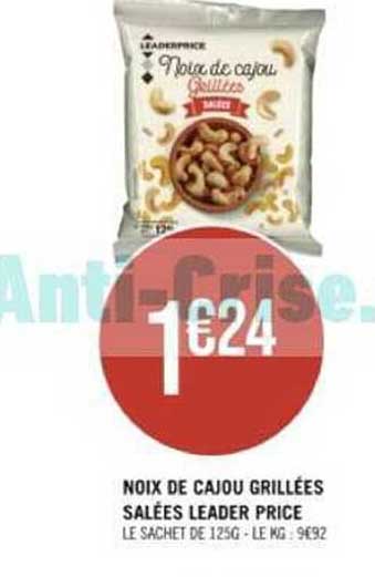 noix de cajou grillées salées leader price