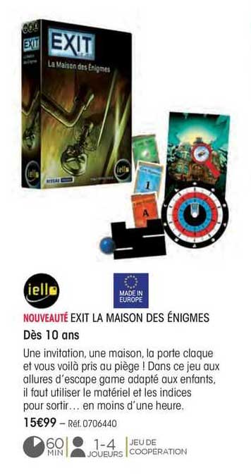 nouveaute exit la maison des enigmes