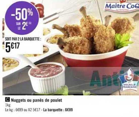 nuggets ou panés de poulet maître coq
