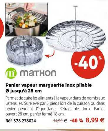 panier vapeur marguerite inox pliable ø jusqu'à 28 cm mathon
