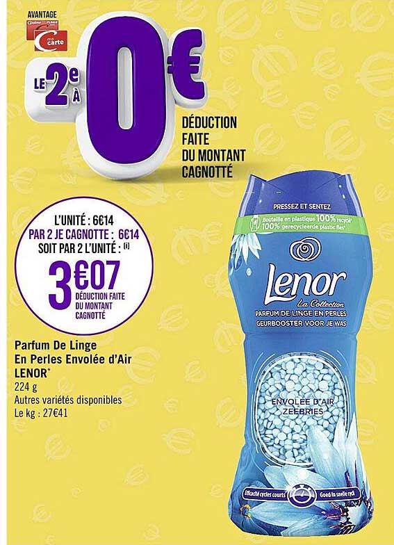 parfum de linge en perles envolée d'air lenor