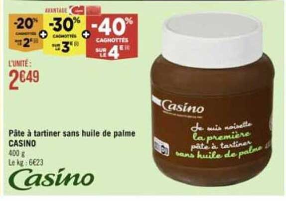 Pâte à Tartiner Sans Huile De Palme Casino