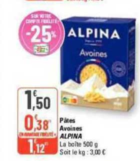 pâtes avoines alpina