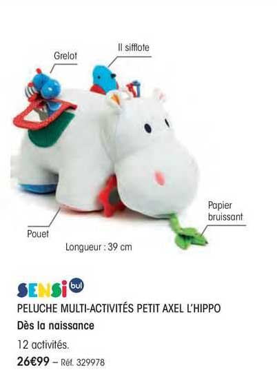 Peluche Multi-activites Petit Axel L'hippo