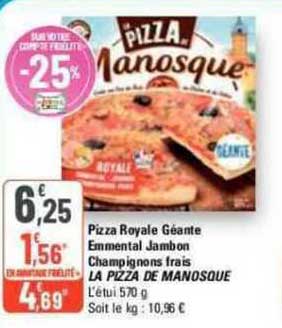 Pizza Royale Géante Emmental Jambon Champignons Frais La Pizza De Manosque
