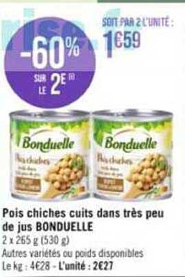 pois chiches cuits dans très peu de jus bonduelle
