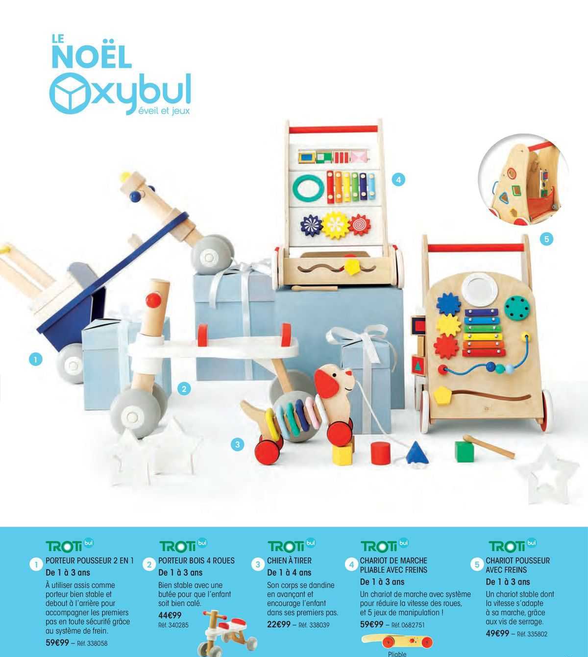 porteur pousseur 2 en 1 troti bul, porteur bois 4 roues, chien à tirer, chariot de marche pliable avec freins, chariot pousseur avec freins troti bul