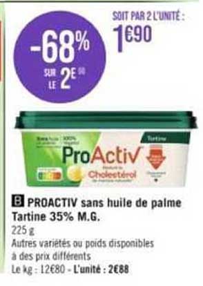 proactiv sans huile de palme tartine 35% m.g.
