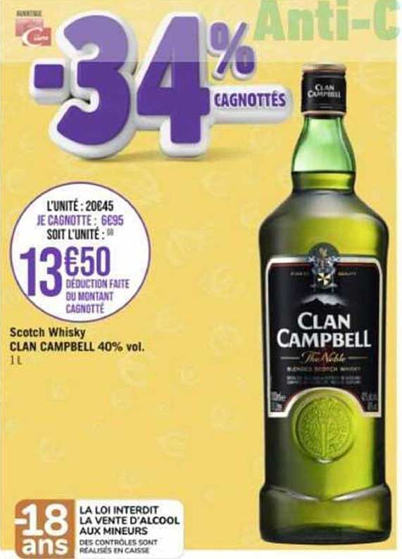 scotch whisky clan campbelle 40% vol.