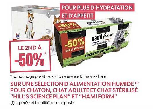 sélection d'alimentation humide pour chaton, chat adulte et chat stérilisé "hill's science plan" et "hamiform"