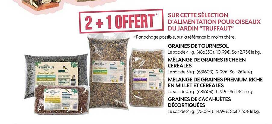 sélection d'alimentation pour oiseaux du jardin "truffaut"