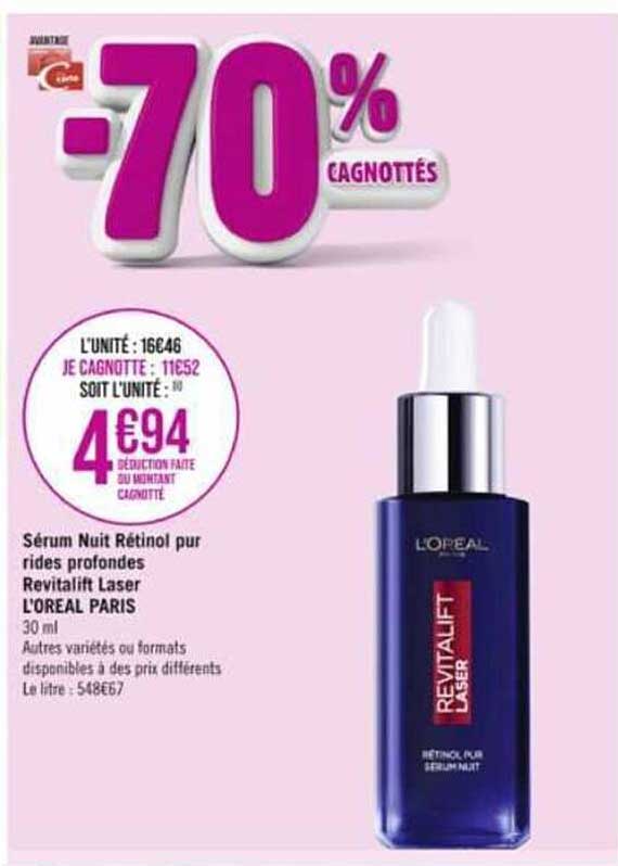 sérum nuit rétinol pur rides profondes revitalift laser l'oréal paris
