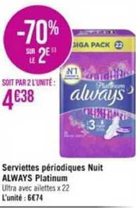 serviettes périodiques nuit always platinum