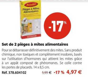 set de 2 pièges à mites alimentaires