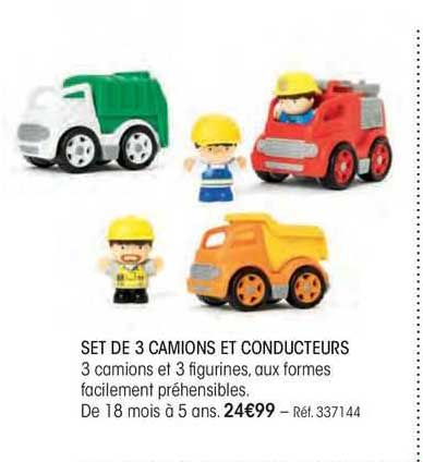 set de 3 camions et conducteurs