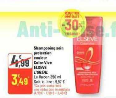 shampooing soin protection couleur color-vive elsève l'oréal