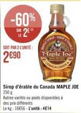 sirop d'érable du canada maple joe