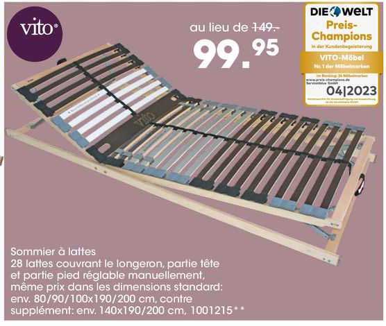 Sommier à Lattes Vito