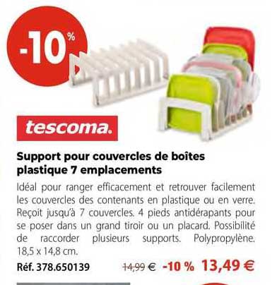 support pour couvercles de boîtes plastique 7 emplacements tescoma
