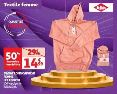 sweat long capuche femme lee cooper