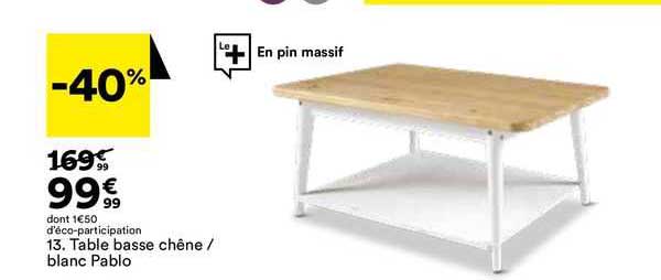 table basse chêne/blanc pablo