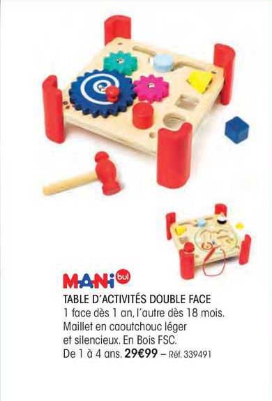table d'activités double face mani bul