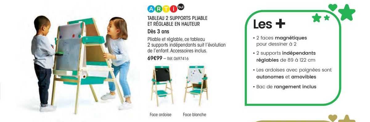 tableau 2 supports pliable et réglable en hauteur arti bul